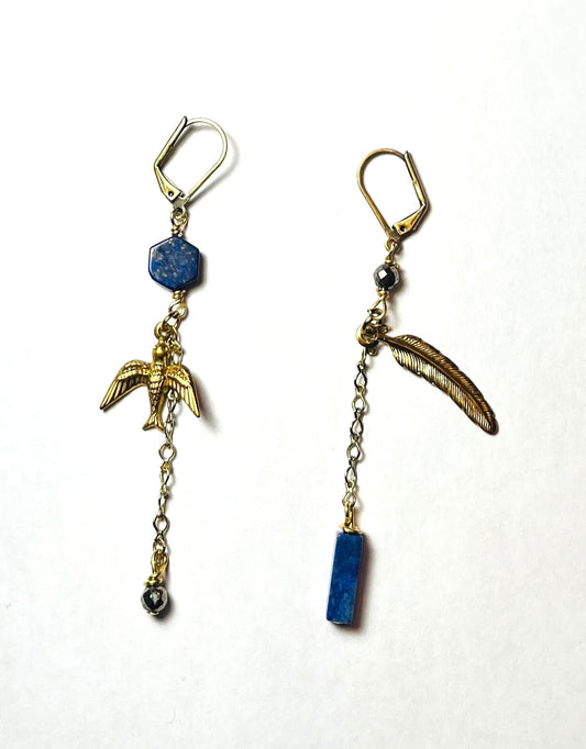 Asymmetrical Lapis Lazuli Earrings